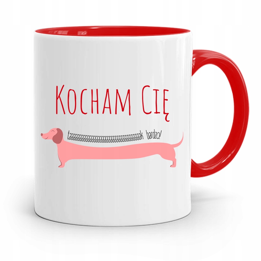 Kubek Czerwony Na Walentynki Kocham Cię Bardzo Z Nadrukiem Ze Zdjęciem