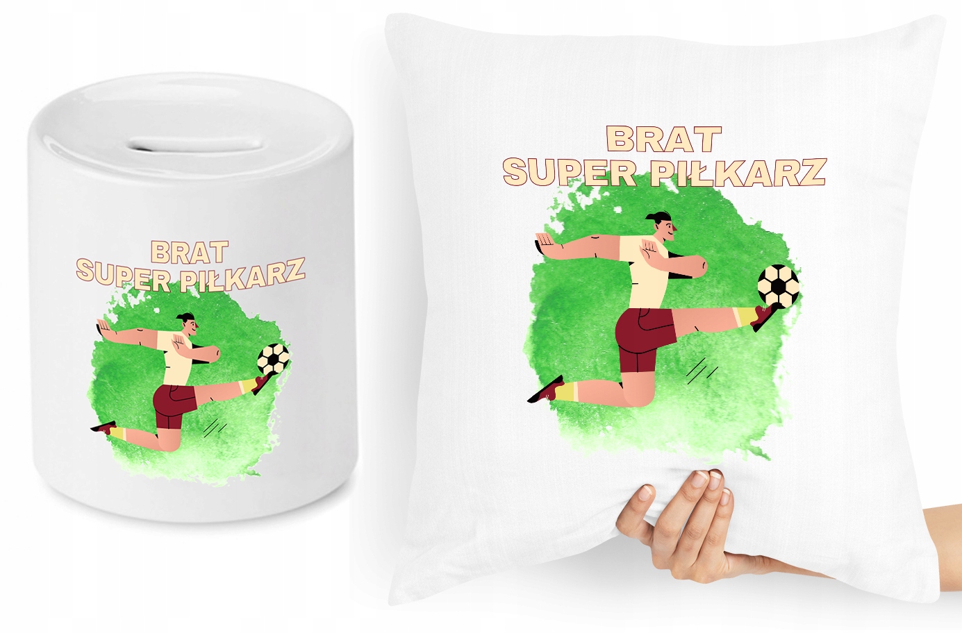 Dla Brata Zestaw Poduszka + Skarbonka Prezent Z Nadrukiem Ze Zdjęciem