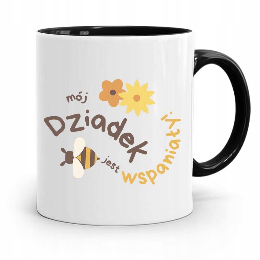 Kubek Czarny Dla Dziadka Dziadek Jest Wspaniały Z Nadrukiem Ze Zdjęciem