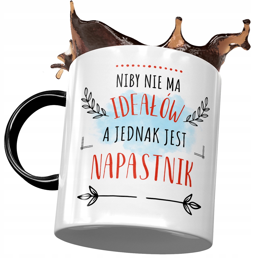 Kubek Czarny Dla Napastnika Niby Nie Ma Ideałów Z Nadrukiem Ze Zdjęciem