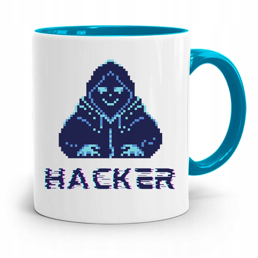 Kubek Błękitny Programisty Hacker Prezent Z Nadrukiem Ze Zdjęciem