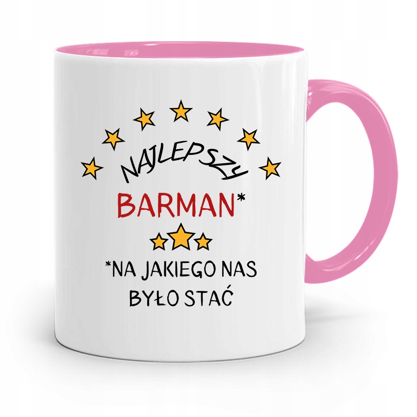 Kubek Różowy Dla Barmana Najlepszy Barman Prezent Z Nadrukiem Ze Zdjęciem