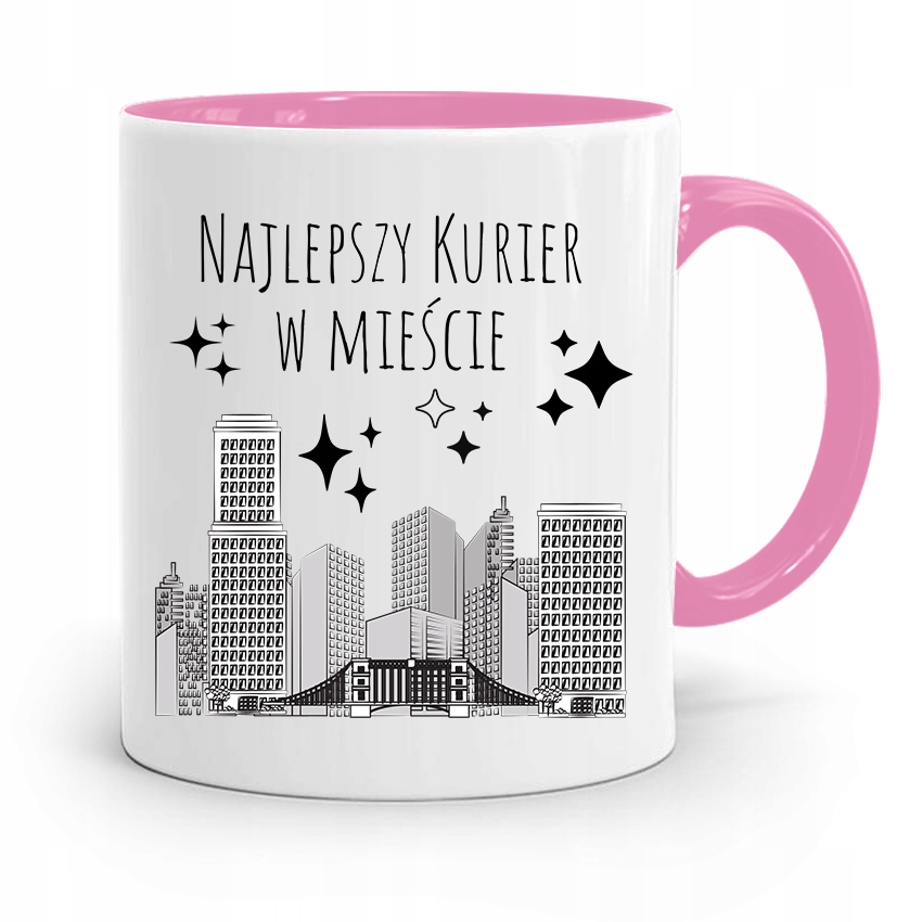 Kubek Różowy Dla Kuriera Najlepszy W Mieście Z Nadrukiem Ze Zdjęciem