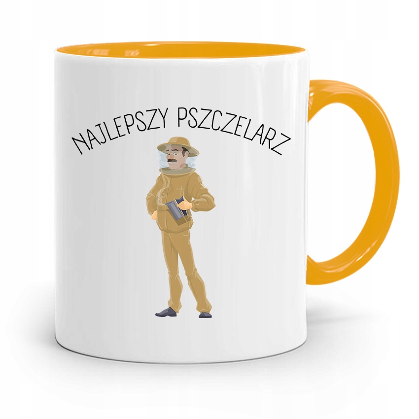 Kubek Zółty Dla Pszczelarza Najlepszy Pszczelarz Z Nadrukiem Ze Zdjęciem