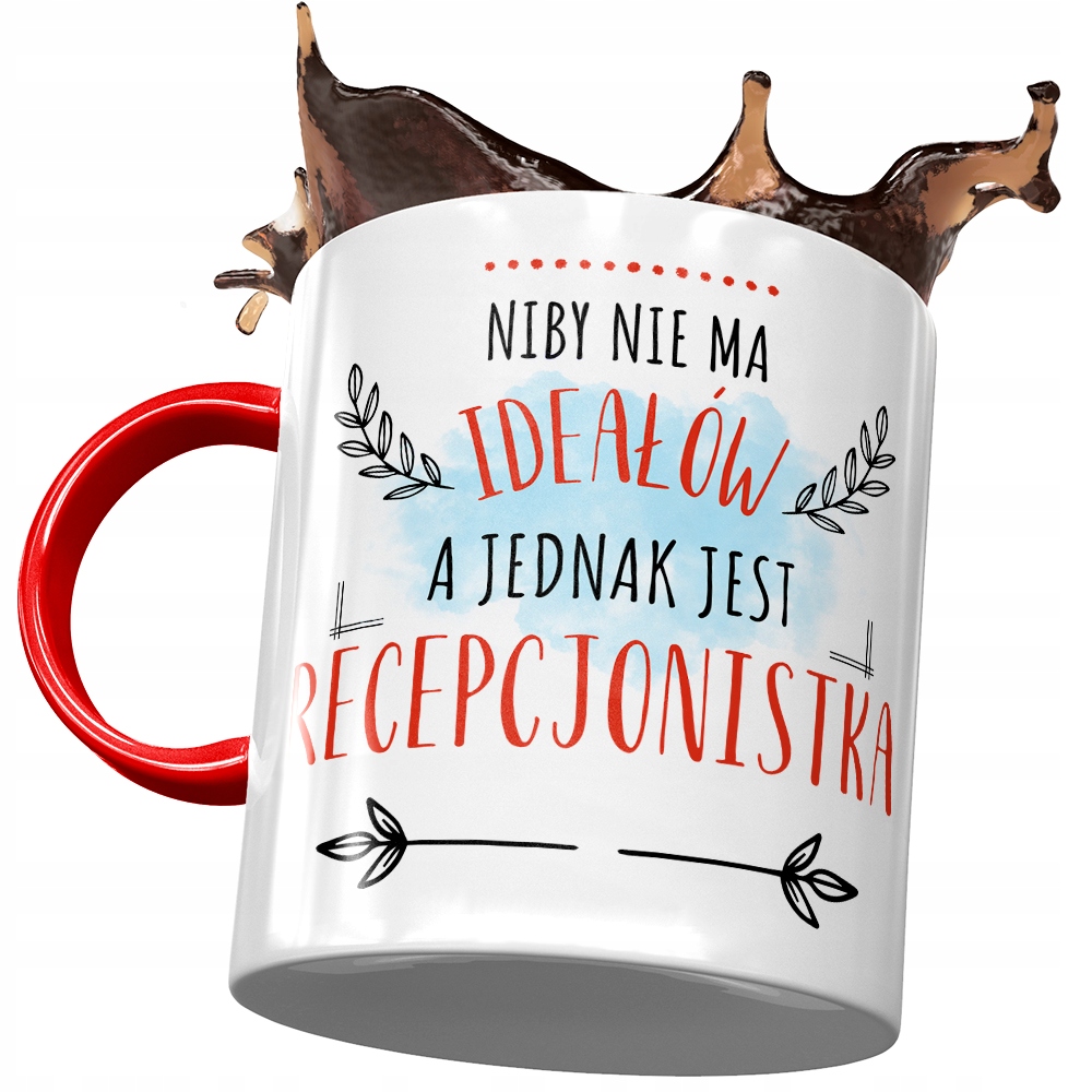 Kubek Czerwony Dla Recepcjonistki Idealnej Prezent Z Nadrukiem Ze Zdjęciem