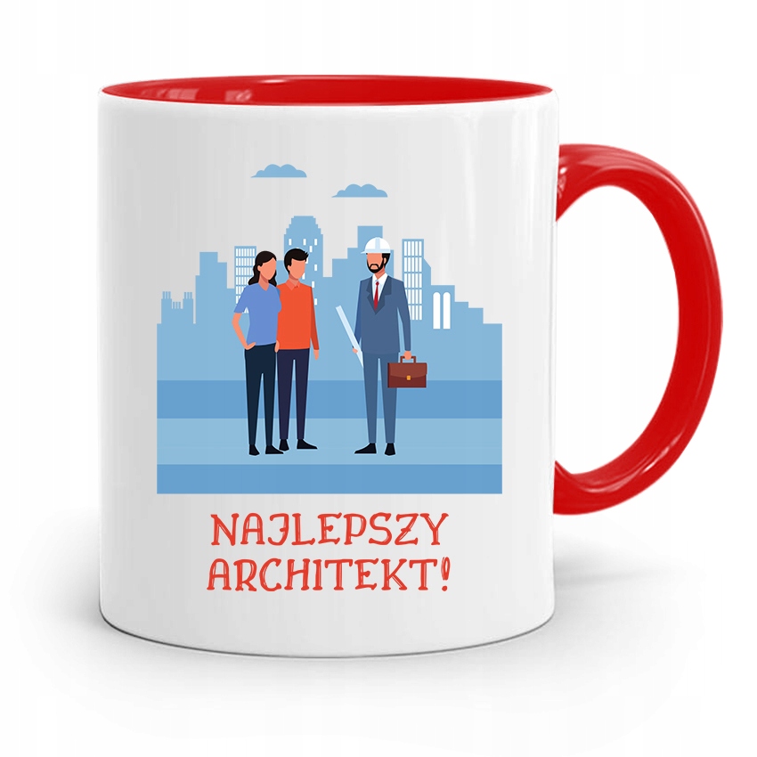 Kubek Czerwony Architekta Najlepszy Architekt Z Nadrukiem Ze Zdjęciem