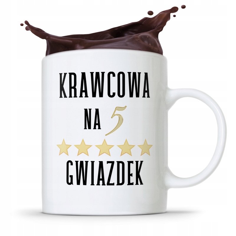 Kubek Prezent Krawcowej Krawca Na Pięć Gwiazdek Z Nadrukiem Ze Zdjęciem
