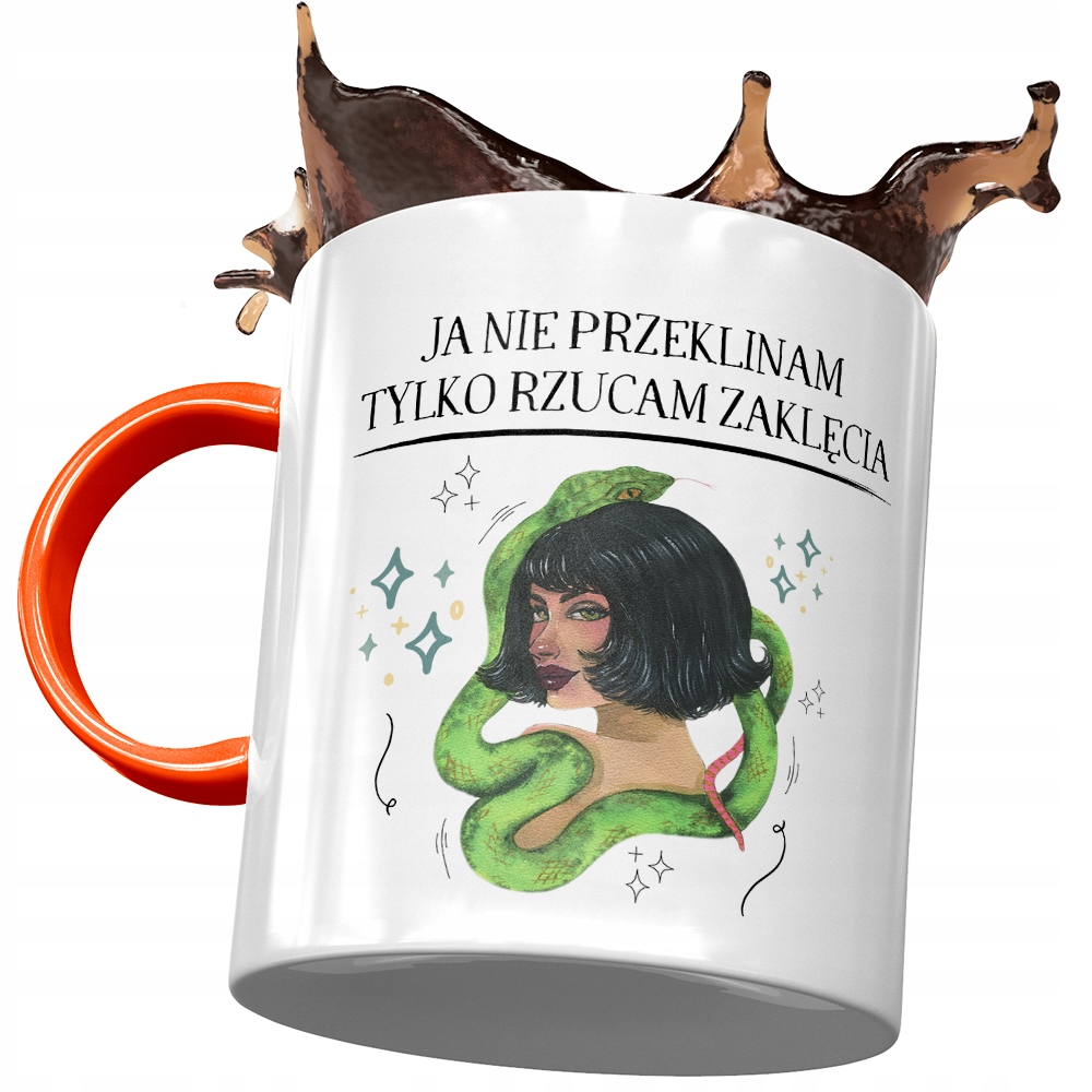 Kubek Pomarańczowy Śmieszny Ja Nie Przeklinam Z Nadrukiem Ze Zdjęciem