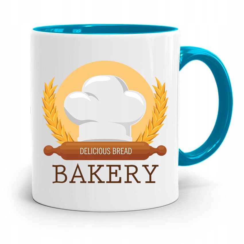 Kubek Błękitny Dla Piekarza Delicious Bread Bakery Z Nadrukiem Ze Zdjęciem