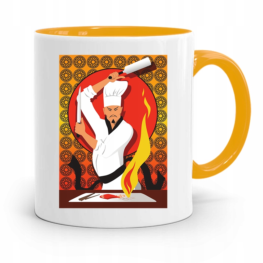 Kubek Żółty Prezent Dla Kucharza Kucharki Chef Z Nadrukiem Ze Zdjęciem