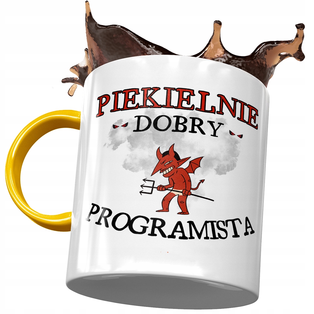 Kubek Żółty Dla Programisty Piekielnie Dobry Z Nadrukiem Ze Zdjęciem
