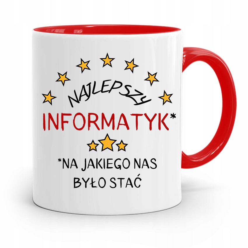 Kubek Czerwony Informatyka Programisty Najlepszy Z Nadrukiem Ze Zdjęciem