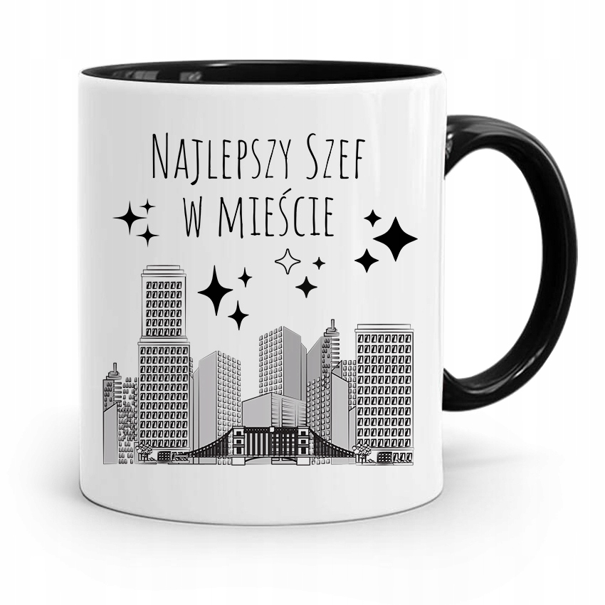Kubek Czarny Prezent Najlepszy Szef W Mieście Z Nadrukiem Ze Zdjęciem
