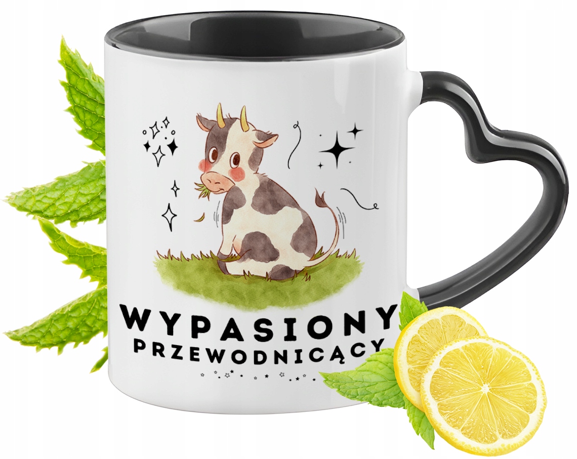 Kubek Czarny Z Uszkiem W Kształcie Serca Dla Przewodniczącego Prezent