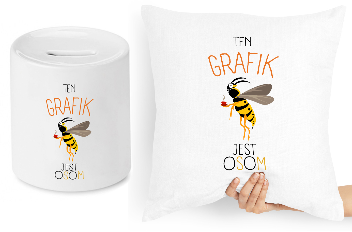 Dla Grafika Zestaw Poduszka + Skarbonka Prezent Z Nadrukiem Ze Zdjęciem