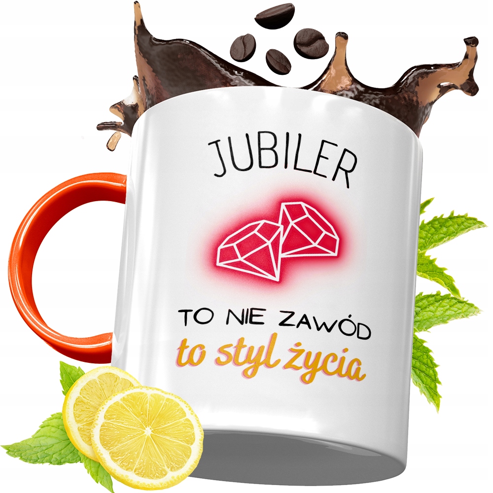 Kubek Pomarańczowy Dla Jubilera Prezent Z Nadrukiem Ze Zdjęciem