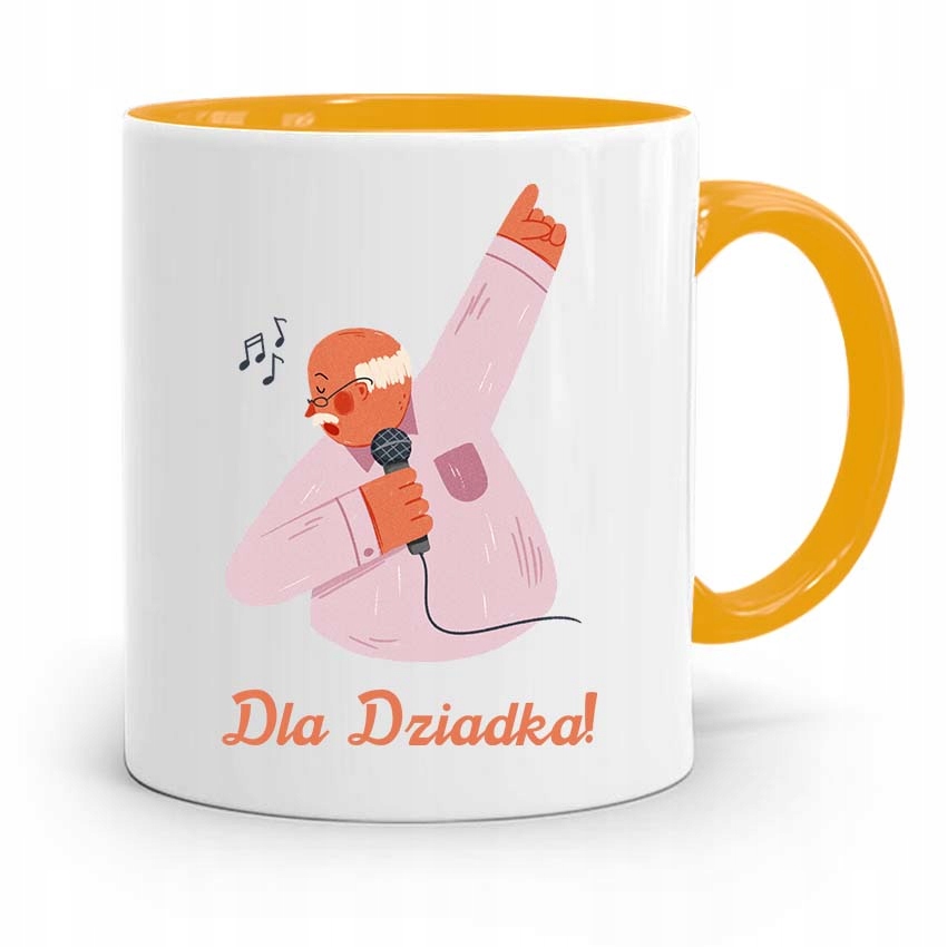 Kubek Żółty Prezent Na Dzień Dziadka Dla Dziadka Z Nadrukiem Ze Zdjęciem