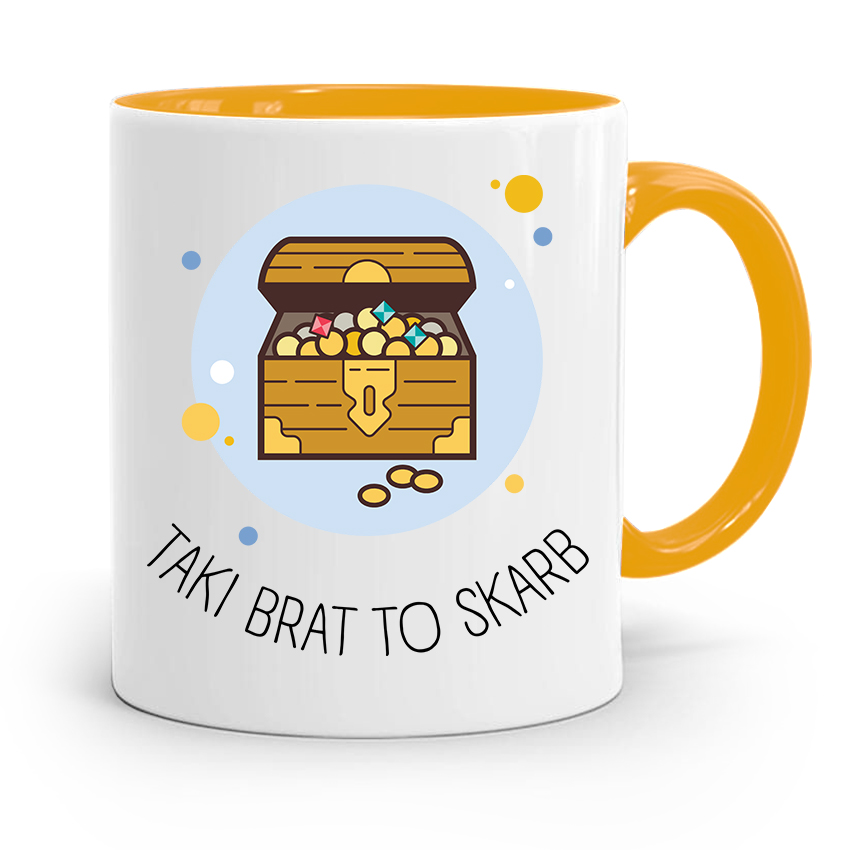 Kubek Żółty Prezent Dla Brata Taki Brat To Skarb Z Nadrukiem Ze Zdjęciem