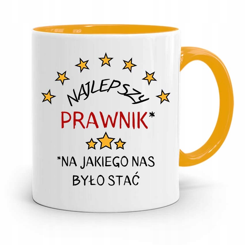 Kubek Żółty Prezent Dla Prawnika Najlepszy Prawnik Z Nadrukiem Ze Zdjęciem