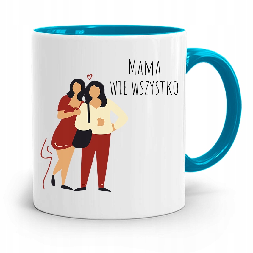 Kubek Błękitny Dla Mamy Mama Wie Wszystko Prezent Z Nadrukiem Ze Zdjęciem