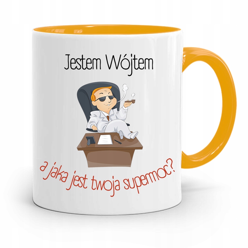 Dla Wójta Kubek Żółty Prezent Jestem Wójtem Z Nadrukiem Ze Zdjęciem