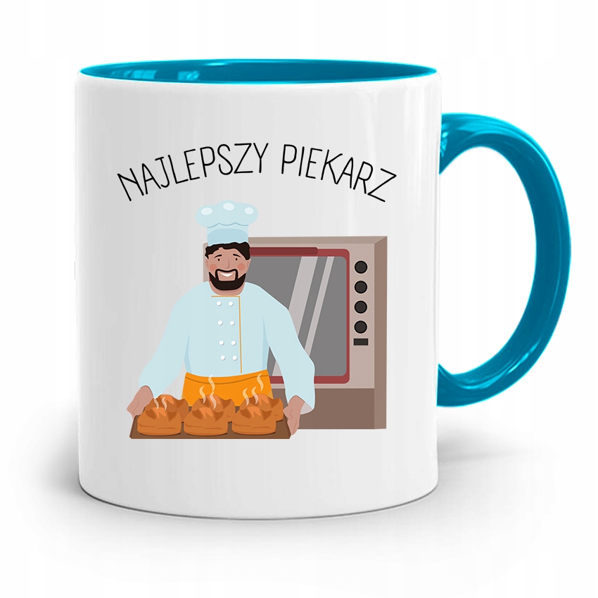 Kubek Błękitny Prezent Dla Najlepszego Piekarza Z Nadrukiem Ze Zdjęciem