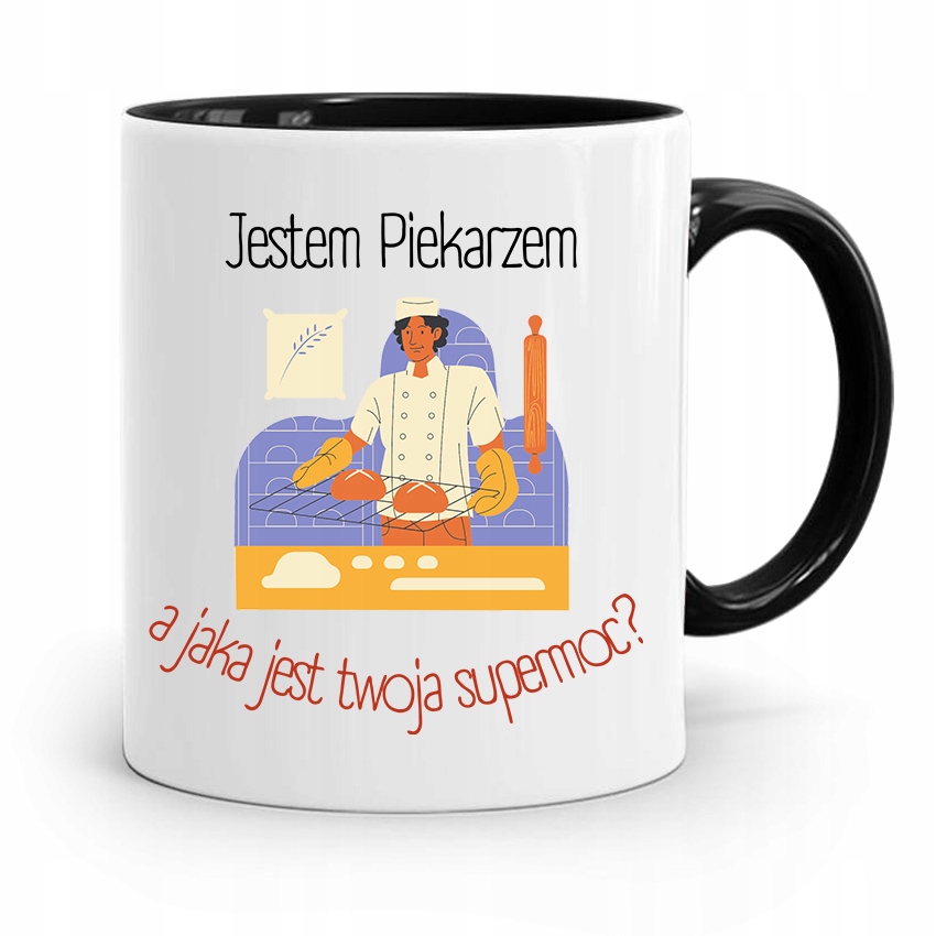 Kubek Czarny Prezent Dla Piekarza Jestem Piekarzem Z Nadrukiem Ze Zdjęciem