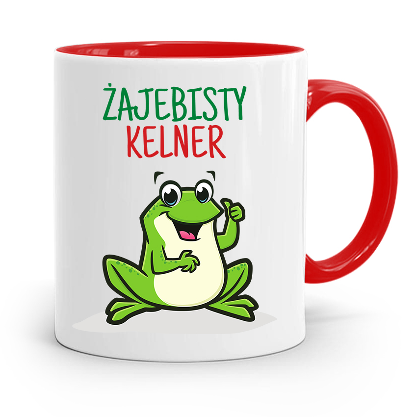 Dla Kelnera Kubek Czerwony Żajebisty Kelner Z Nadrukiem Ze Zdjęciem