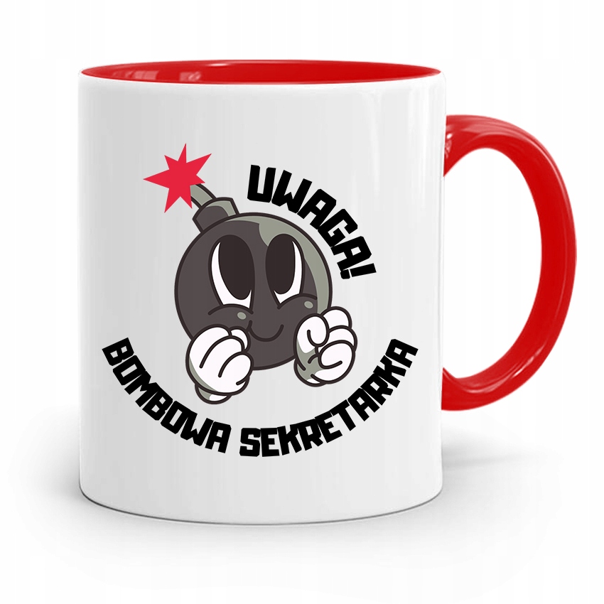 Kubek Czerwony Prezent Dla Bombowej Sekretarki Z Nadrukiem Ze Zdjęciem