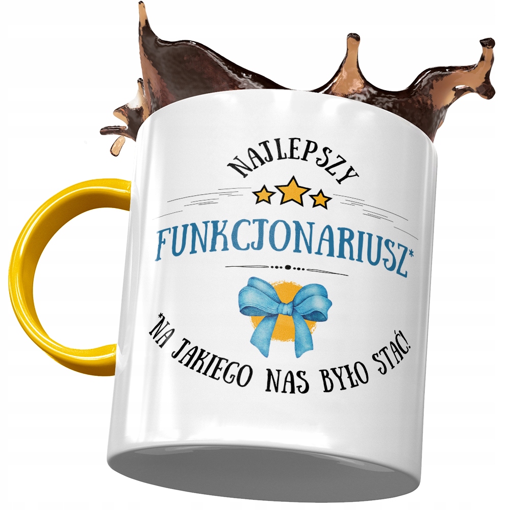 Kubek Żółty Dla Funkcjonariusza Najlepszy Prezent Z Nadrukiem Ze Zdjęciem