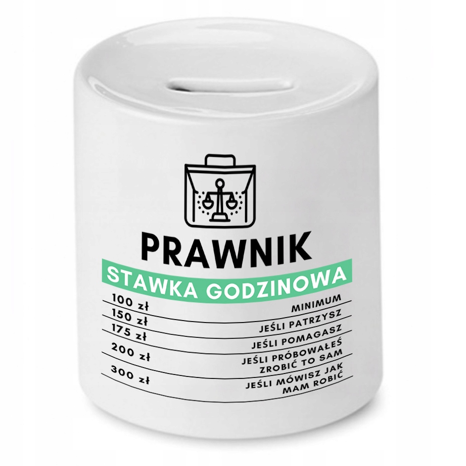 Skarbonka Dla Prawnika Stawka Godzinowa Prezent Z Nadrukiem Ze Zdjęciem