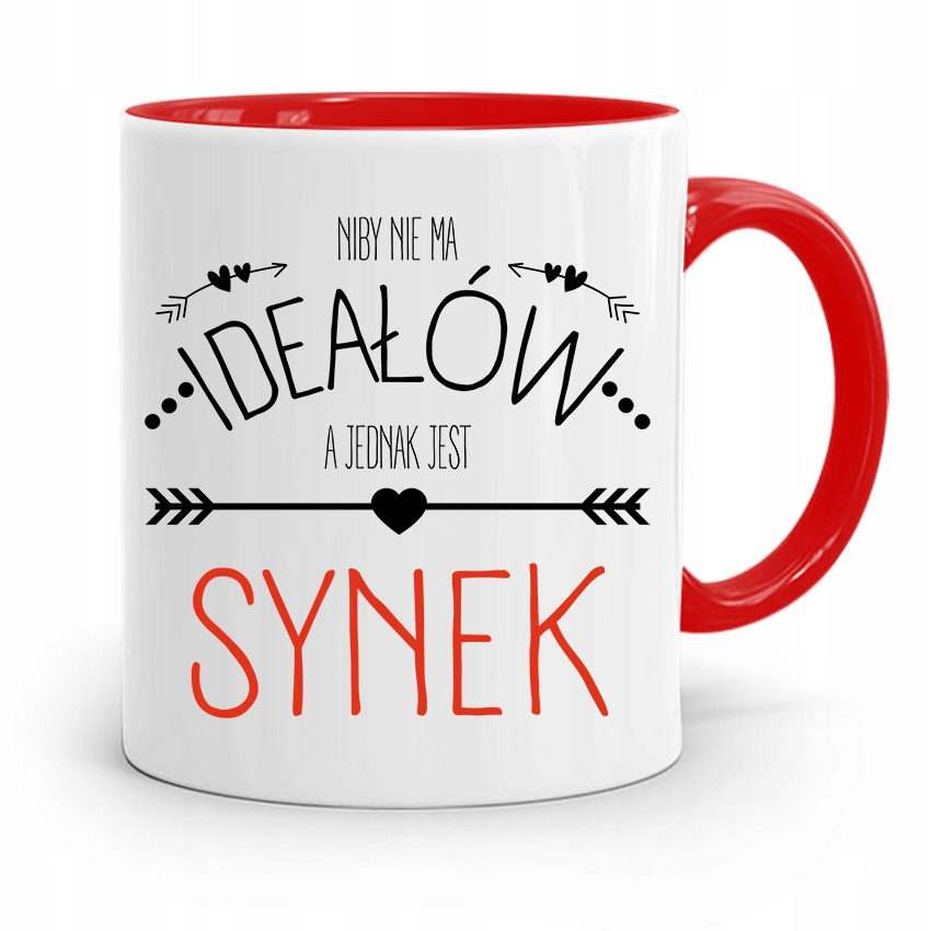 Kubek Czerwony Prezent Dla Syna Nie Ma Ideałów Z Nadrukiem Ze Zdjęciem