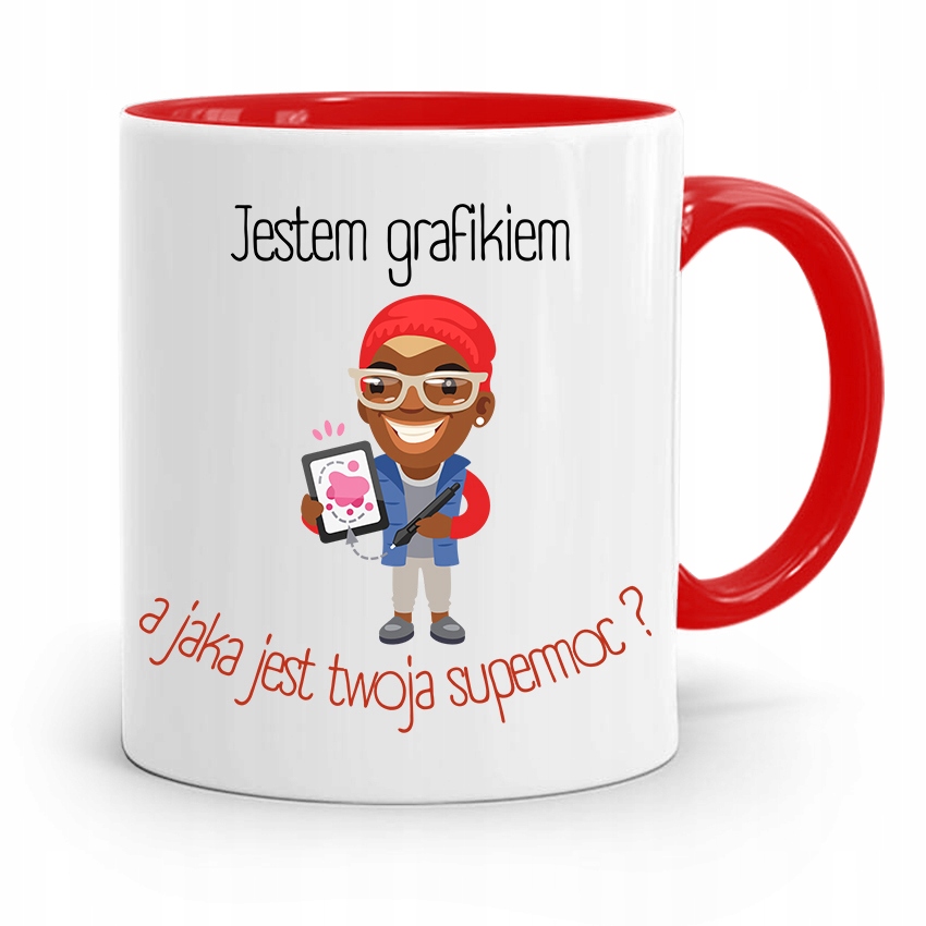 Kubek Czerwony Dla Grafika Jestem Grafikiem Z Nadrukiem Ze Zdjęciem