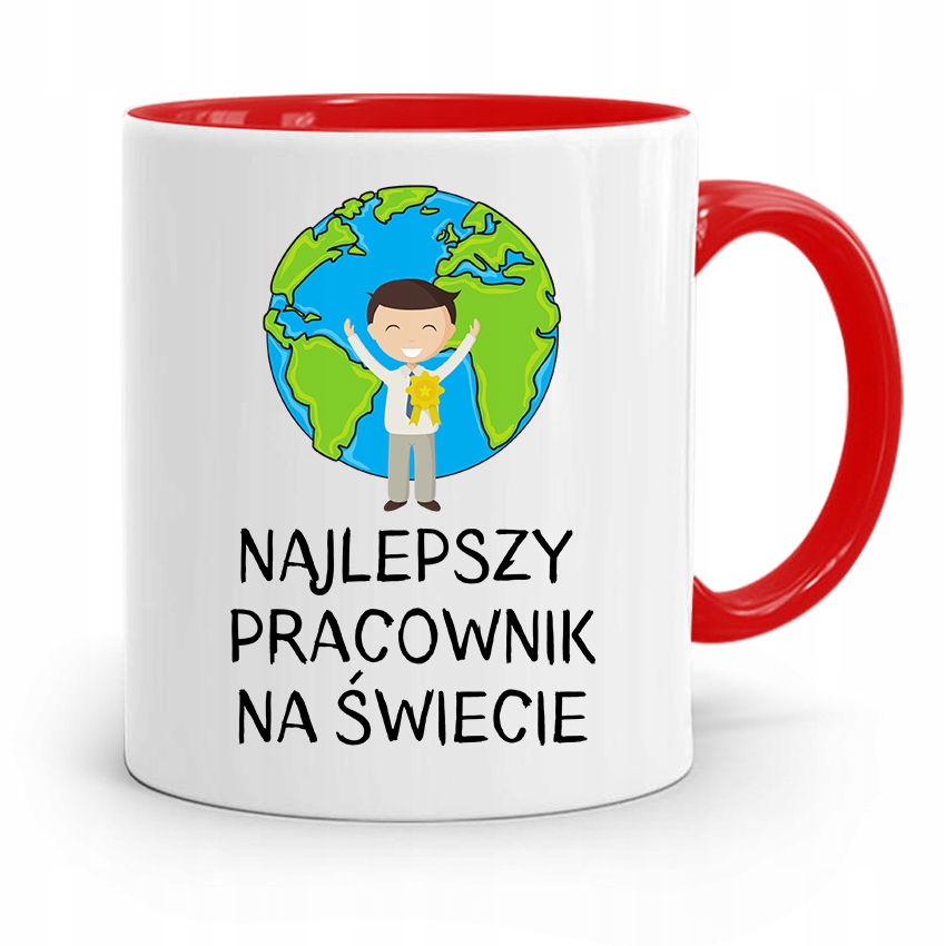 Dla Pracownika Kubek Czerwony Najlepszy Pracownik Z Nadrukiem Ze Zdjęciem