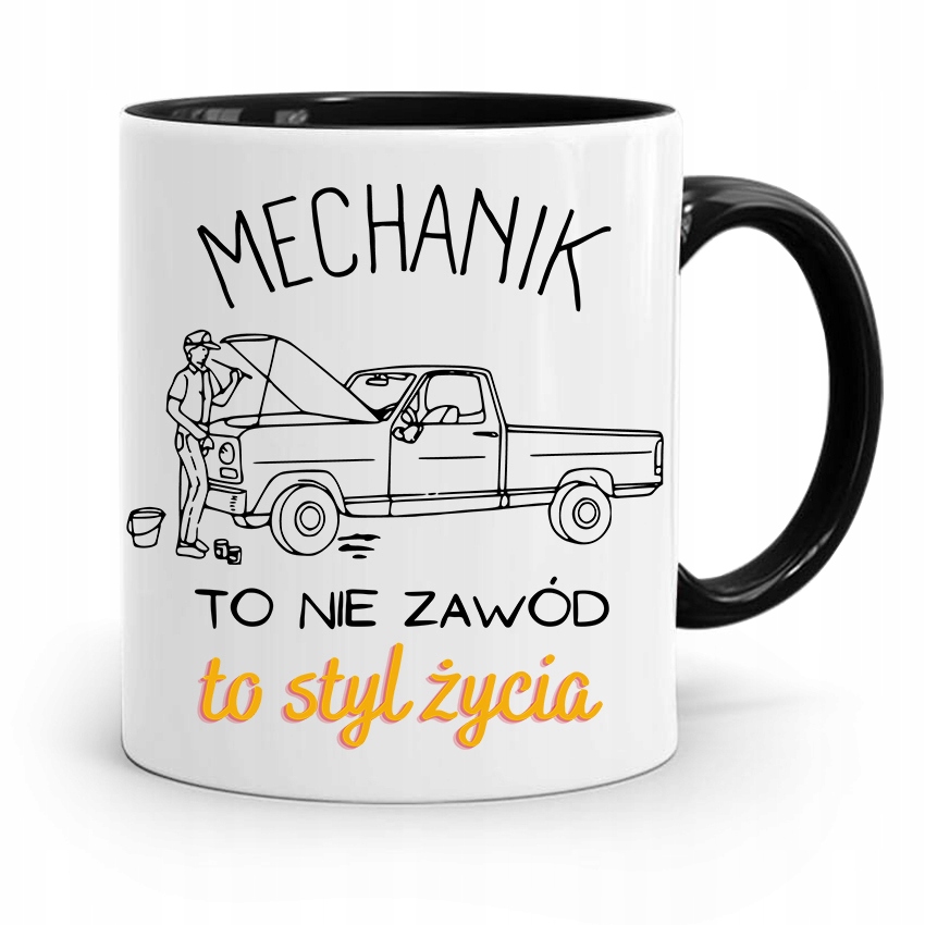 Kubek Czarny Prezent Dla Mechanika To Styl Życia Z Nadrukiem Ze Zdjęciem