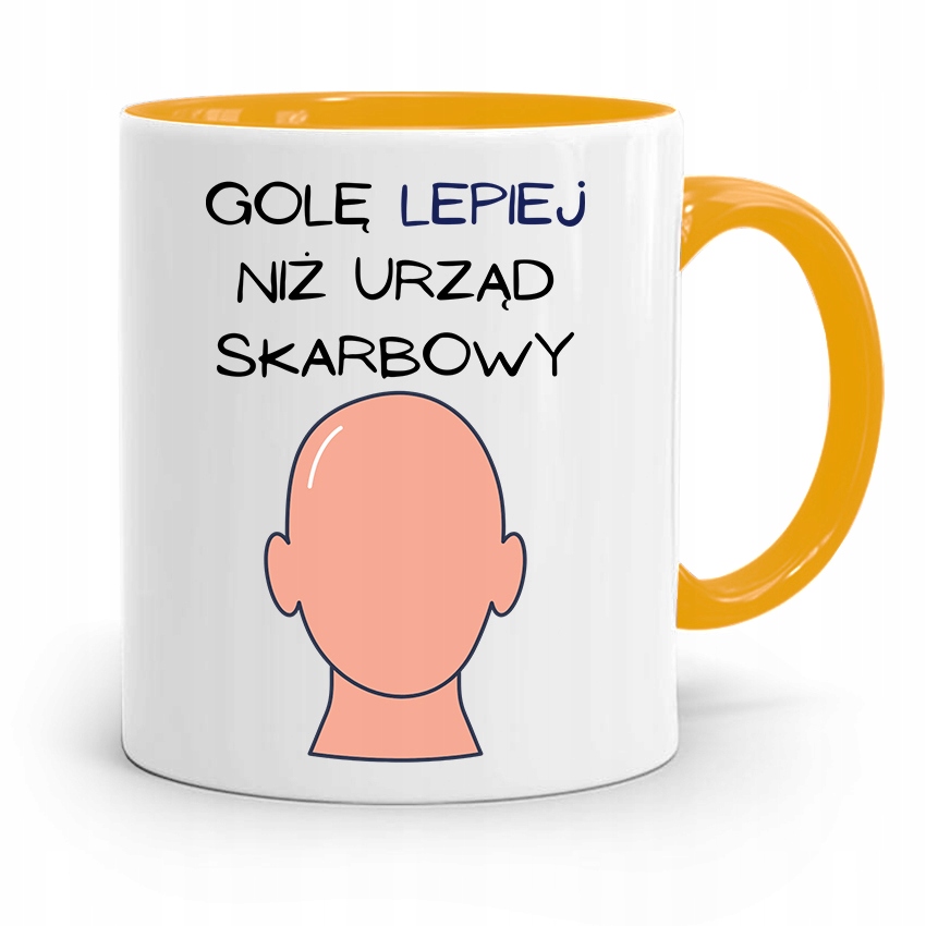 Kubek Żółty Fryzjera Gole Lepiej Niż Urząd Prezent Z Nadrukiem Ze Zdjęciem
