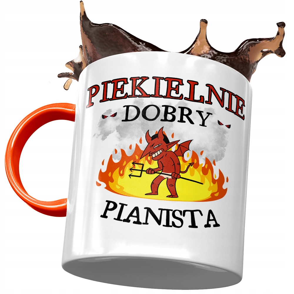 Kubek Pomarańczowy Dla Pianisty Piekielnie Dobry Z Nadrukiem Ze Zdjęciem