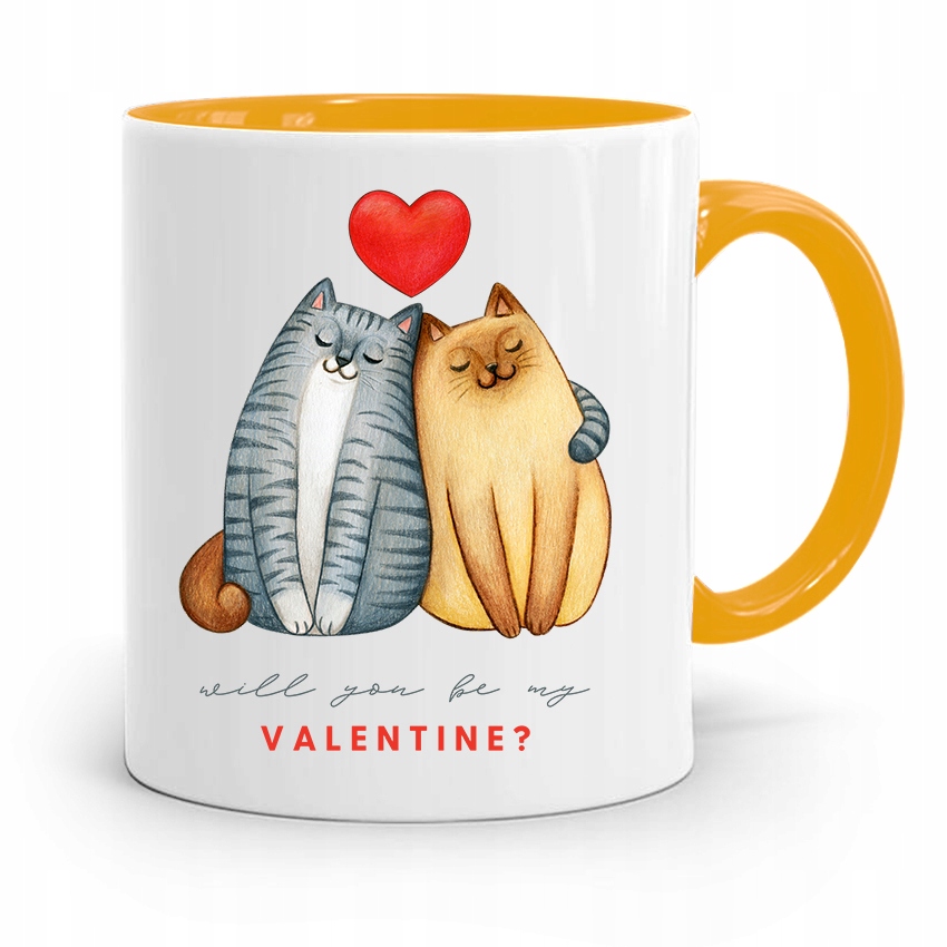 Kubek Żółty Na Walentynki Will You Be Mine Prezent Z Nadrukiem Ze Zdjęciem