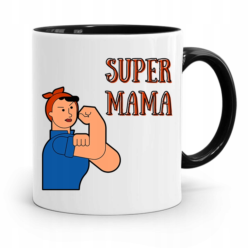Kubek Czarny Prezent Dla Super Mamy Matki Mamusi Z Nadrukiem Ze Zdjęciem