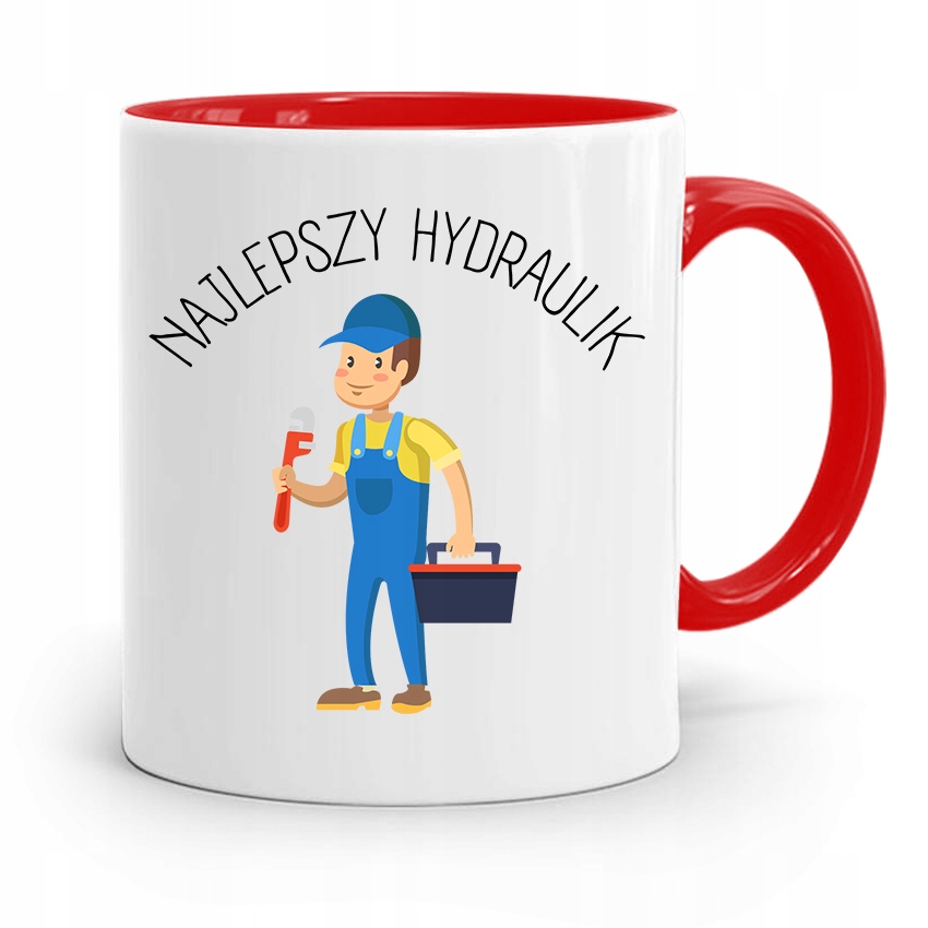Kubek Czerwony Prezent Dla Hydraulika Najlepszy Z Nadrukiem Ze Zdjęciem
