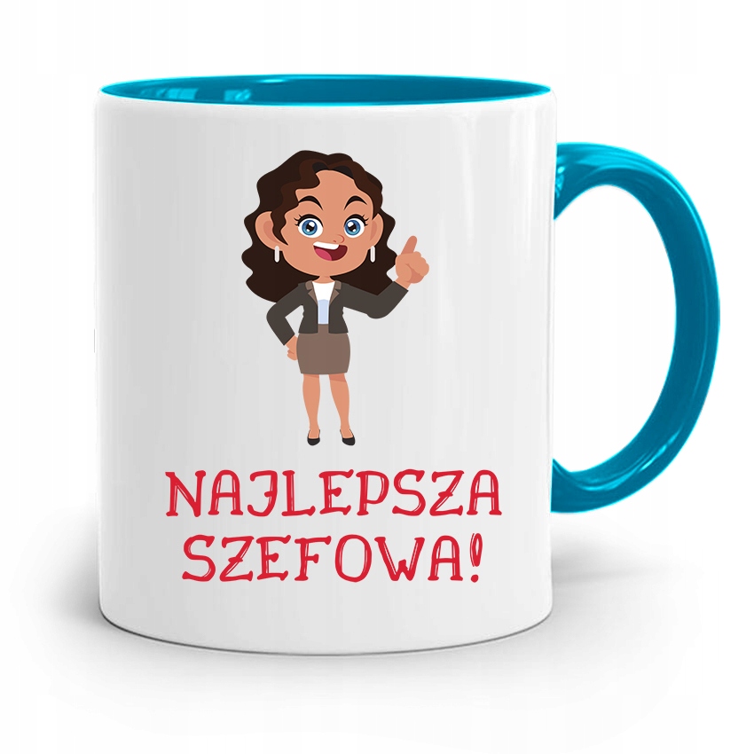 Kubek Błękitny Dla Szefa Najlepsza Szefowa Prezent Z Nadrukiem Ze Zdjęciem