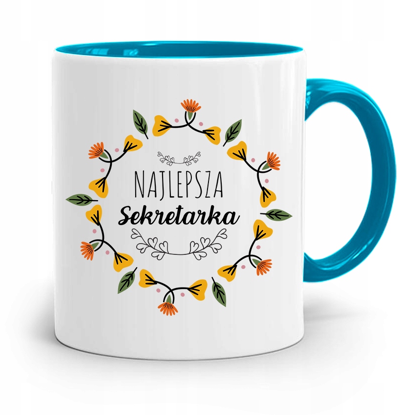 Kubek Błękitny Prezent Dla Sekretarki Najlepsza Z Nadrukiem Ze Zdjęciem