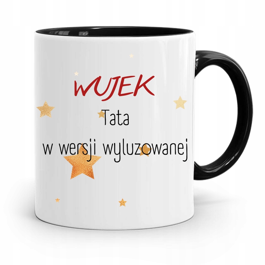 Kubek Czarny Dla Wujka Tata W Wersji Wyluzowanej Z Nadrukiem Ze Zdjęciem