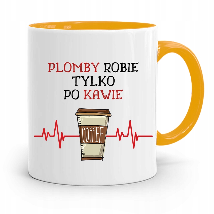 Kubek Żółty Prezent Dentysty Plomby Tylko Po Kawie Z Nadrukiem Ze Zdjęciem