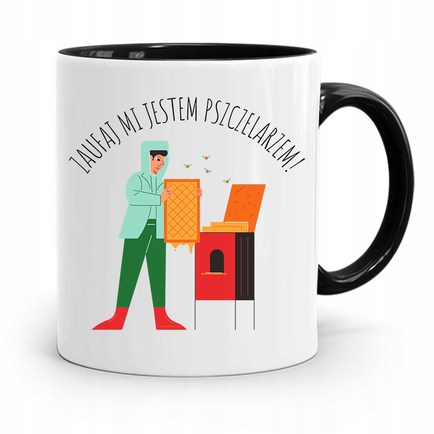 Kubek Czarny Dla Pszczelarza Zaufaj Mi! Prezent Z Nadrukiem Ze Zdjęciem