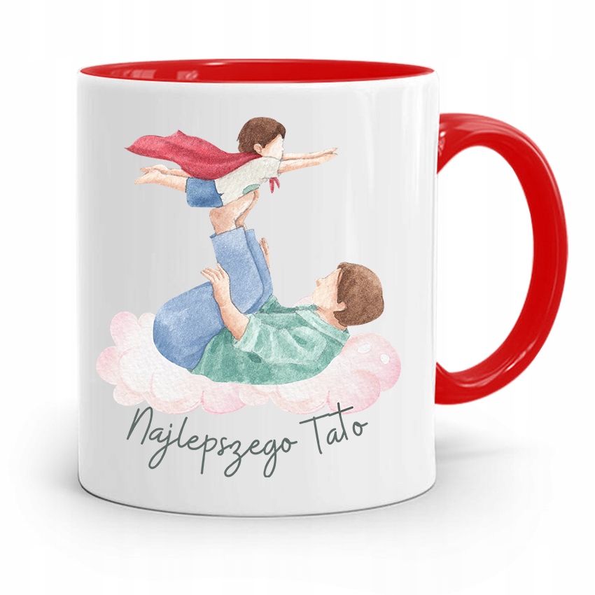 Kubek Czerwony Dla Taty Ojca Najlepszy Tata Z Nadrukiem Ze Zdjęciem