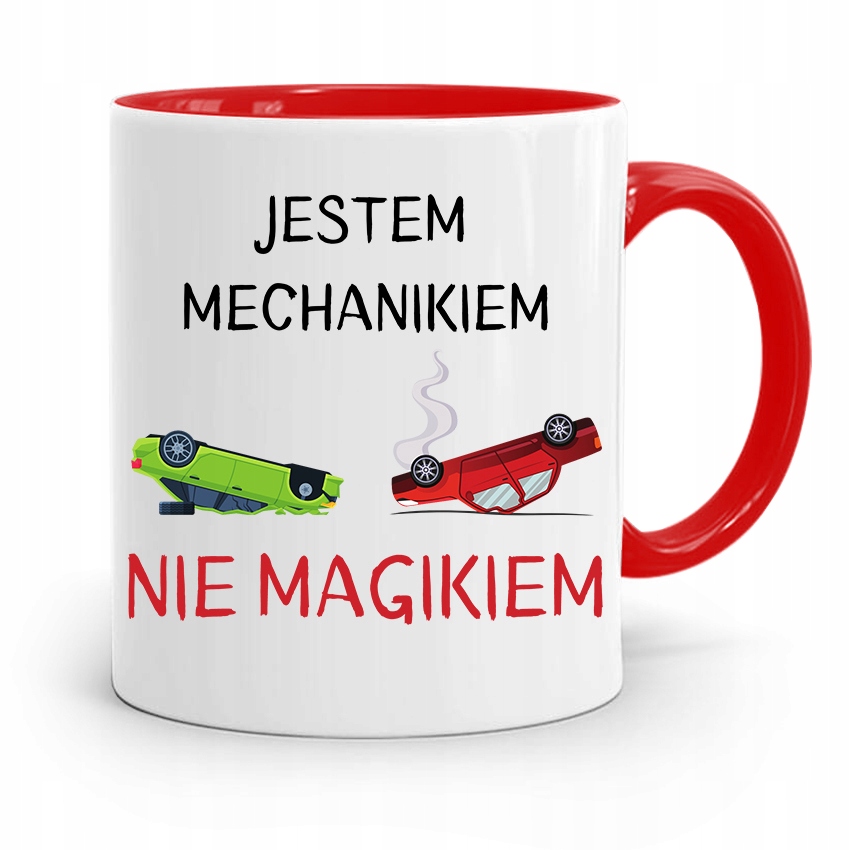 Kubek Czerwony Dla Mechanika Jestem Mechanikiem Z Nadrukiem Ze Zdjęciem