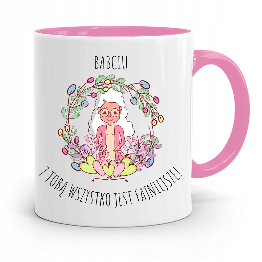 Kubek Różowy Dla Babci Babciu Z Tobą Wszystko Z Nadrukiem Ze Zdjęciem