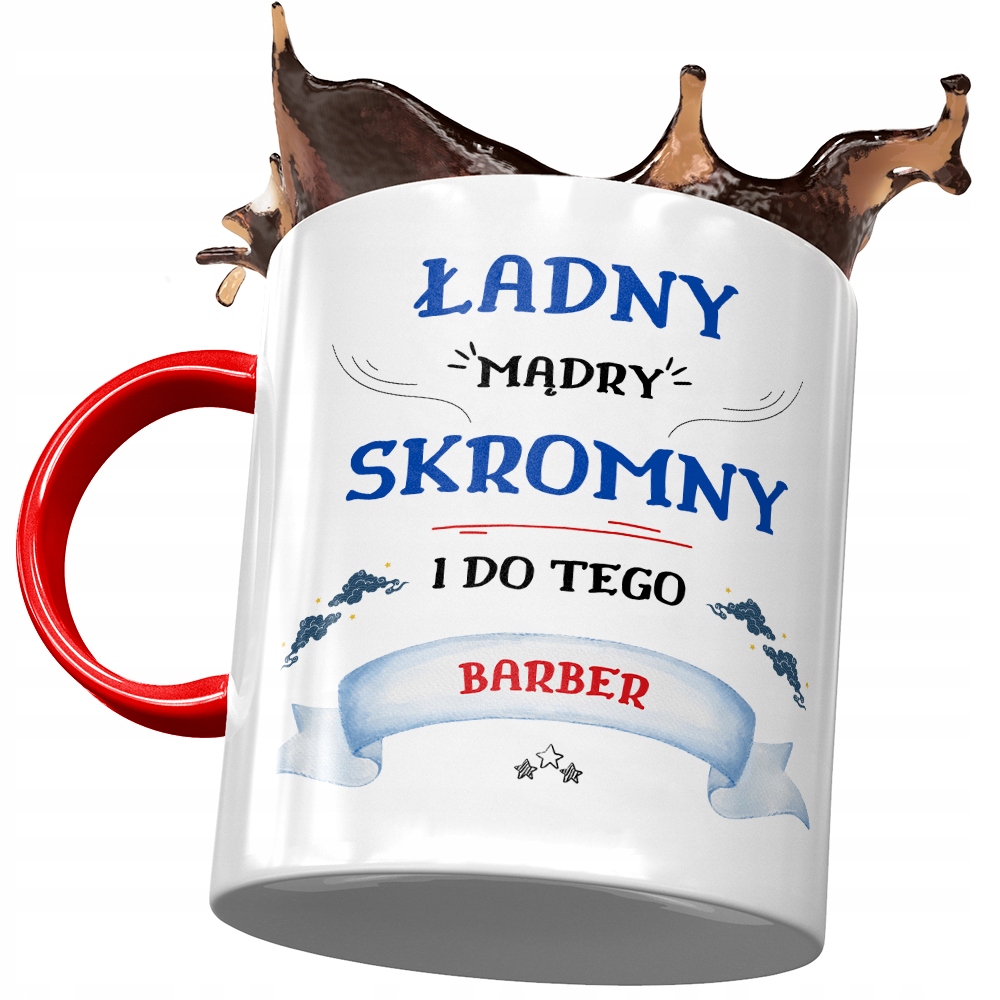 Kubek Czerwony Dla Barbera Ładny Mądry Skromny Z Nadrukiem Ze Zdjęciem