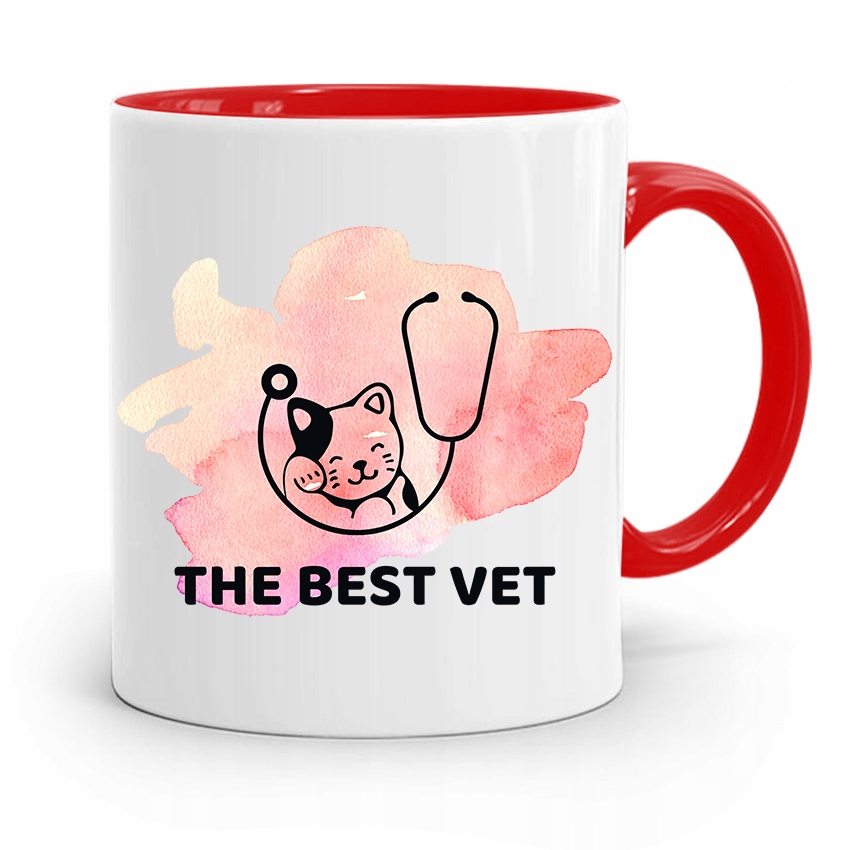 Kubek Czerwony Weterynarza The Best Vet Prezent Z Nadrukiem Ze Zdjęciem